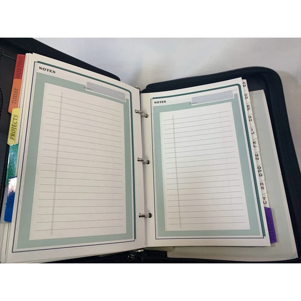 Personal Management System  Not Dated + Solar Calculator Zip Leather Case VTG